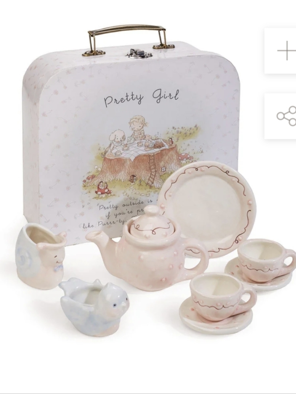 Bunnies by the bayPretty Girl Pink Ceramic Tea Set with Carry Case